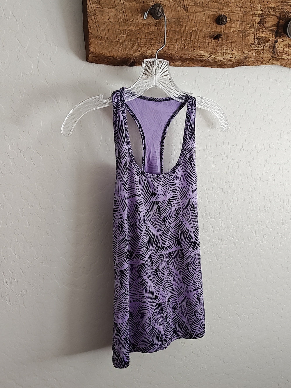 Purple Palm-Print Racerback Tank Top